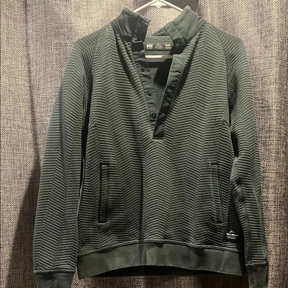 Helly Hansen Green 1/2 Button Up Sweater with Ribbed Finish